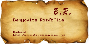Benyovits Rozália névjegykártya